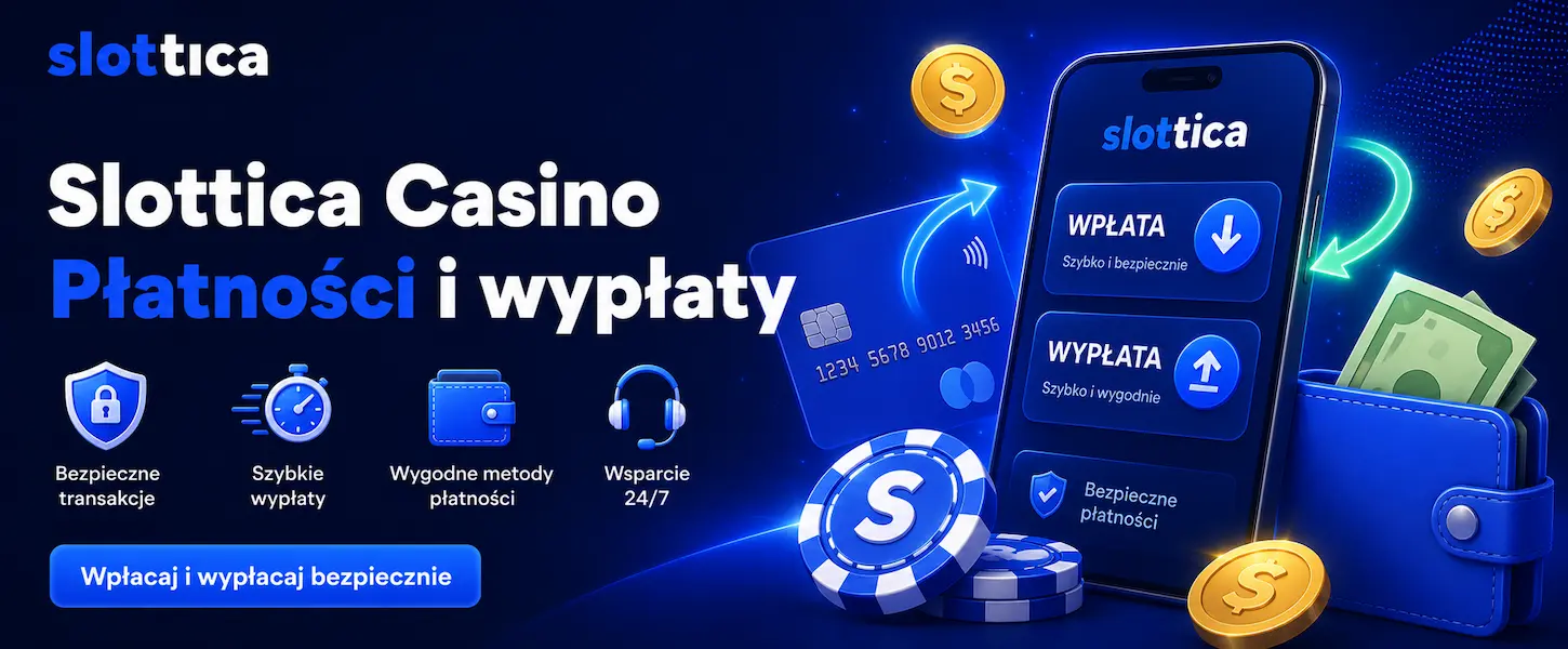 Slottica Casino oferuje płatności i wypłaty z bezpiecznymi metodami, szybkim transferem oraz wygodną obsługą graczy.